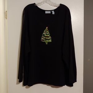 Liz & Me plus holiday top Christmas Tree EUC